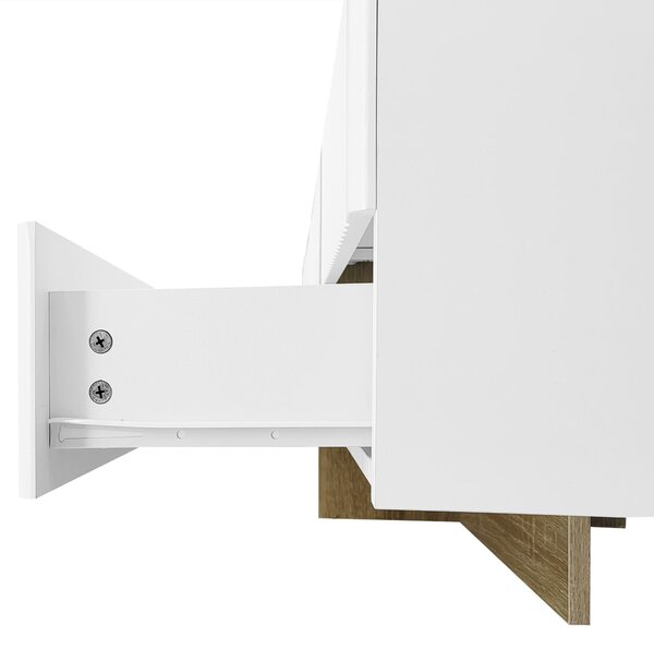 Elegant TV Cabinet with Large Storage and Soft-Close Hinges, TV Stand Ideal for Living and Media Room, 190L x 35W x 45H cm, Gold+White Aosom UK