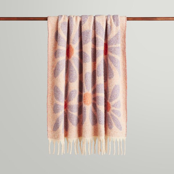 Retro Flower Mohair Throw Blanket 130cm x 180cm