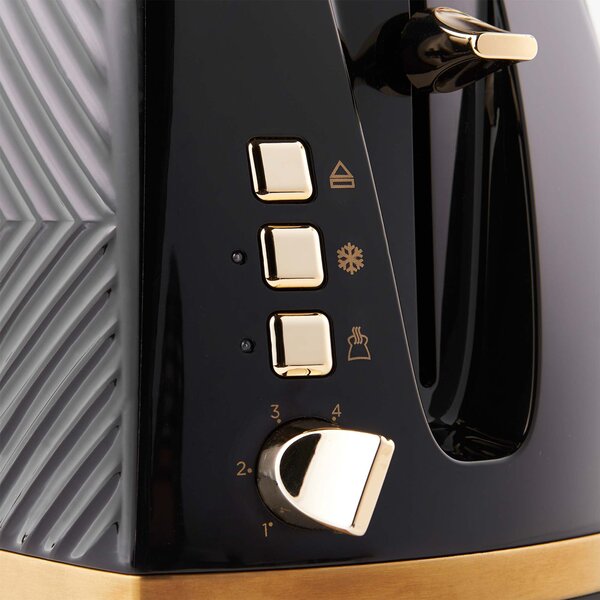 Russell Hobbs Groove 2 Slice Black Toaster