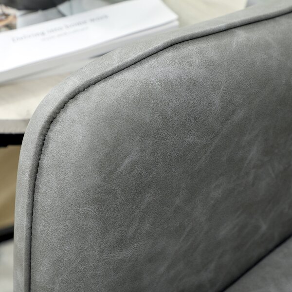 HOMCOM Faux Leather Marble-Effect Two-Seater Sofa - Grey
