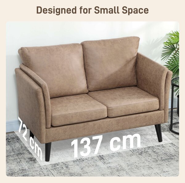 HOMCOM Two-Seater Leathaire Sofa - Light Brown