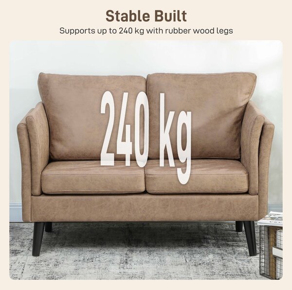 HOMCOM Two-Seater Leathaire Sofa - Light Brown