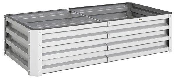 Outsunny Raised Beds for Garden, Galvanized Outdoor Planters, for Herbs and Vegetables, Use for Patio, Backyard, Balcony, Silver