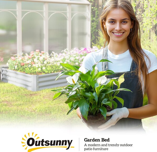 Outsunny 240 x 120cm Galvanised Steel Open Planter - Silver