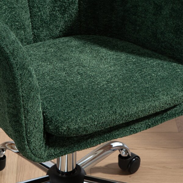 HOMCOM Snow Flannel Office Chair with Padded for Home- Dark Green Aosom UK
