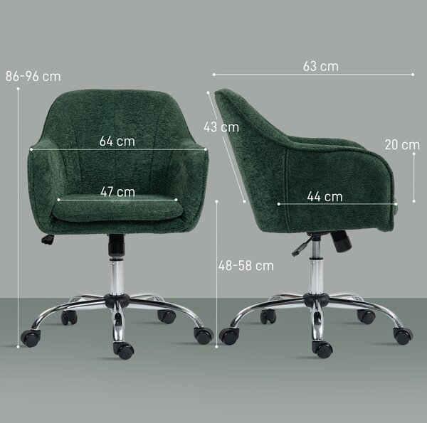 HOMCOM Snow Flannel Office Chair with Padded for Home- Dark Green Aosom UK