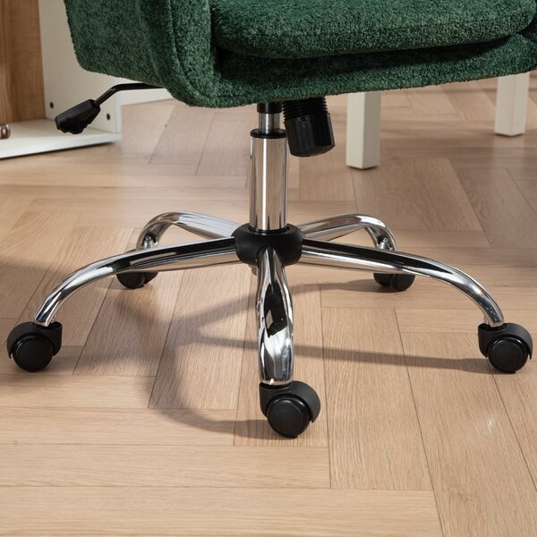 HOMCOM Snow Flannel Office Chair with Padded for Home- Dark Green Aosom UK