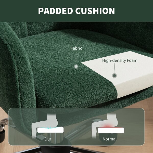 HOMCOM Snow Flannel Office Chair with Padded for Home- Dark Green Aosom UK