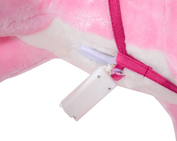 HOMCOM Childrens Plush Rocking Horse with Sound-Pink Aosom UK