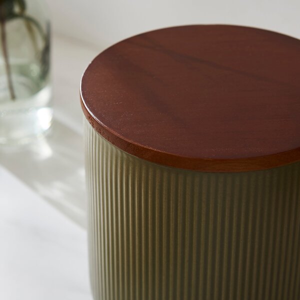 Lynton Olive Ribbed Canister