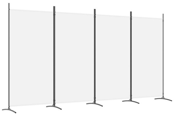 4-Panel Room Divider White 346x180 cm Fabric