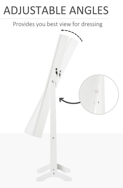 HOMCOM Lockable Jewellery Cabinet with Full-Length Mirror, Armoire Organiser for Bedroom Dressing Room, White Aosom UK
