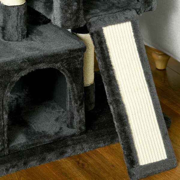 PawHut Cats 3-Tier Sisal Rope Leisure Tree Dark Grey Aosom UK