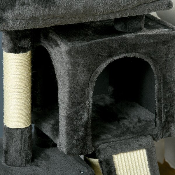 PawHut Cats 3-Tier Sisal Rope Leisure Tree Dark Grey Aosom UK