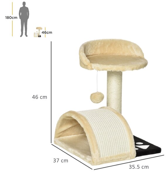 PawHut Cat Scratching Tree, Post with Activity Centre, Climber, Hanging Ball, Plush Cover, Beige Aosom UK