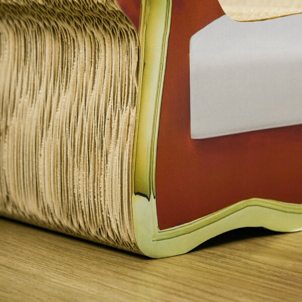 PawHut Cat Scratcher Lounge Sofa, Durable Cardboard Bed with Catnip, Stylish & Eco-Friendly, 58x29.5x29cm Aosom UK