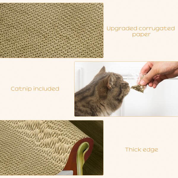 PawHut Cat Scratcher Lounge Sofa, Durable Cardboard Bed with Catnip, Stylish & Eco-Friendly, 58x29.5x29cm Aosom UK