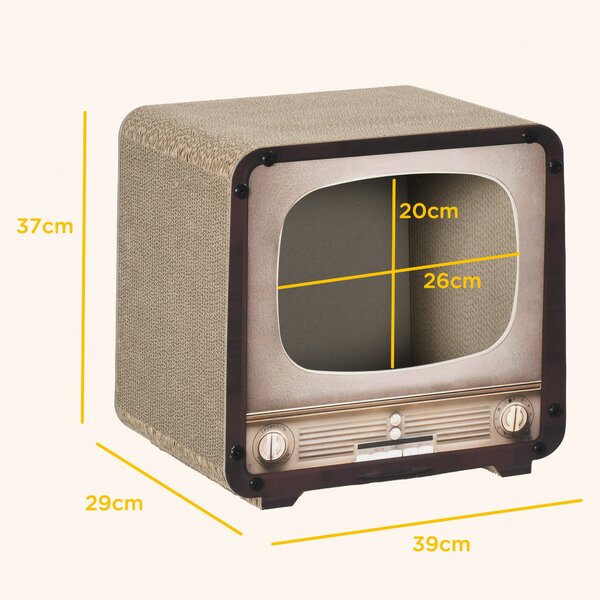 PawHut 2 in 1 TV Shape Cat Scratching Board House with Catnip, for Indoor Cats, Brown Aosom UK