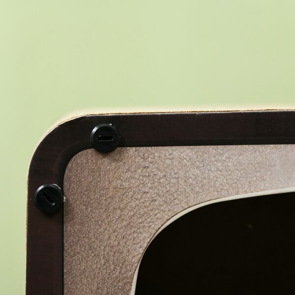 PawHut 2 in 1 TV Shape Cat Scratching Board House with Catnip, for Indoor Cats, Brown Aosom UK