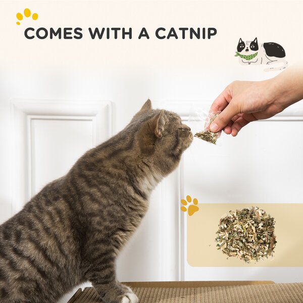 PawHut 2 in 1 TV Shape Cat Scratching Board House with Catnip, for Indoor Cats, Brown Aosom UK
