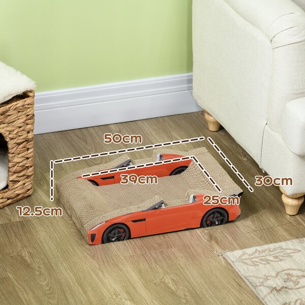 PawHut 2 in 1 Cat Scratching Board with Catnip, Car-shaped Aosom UK