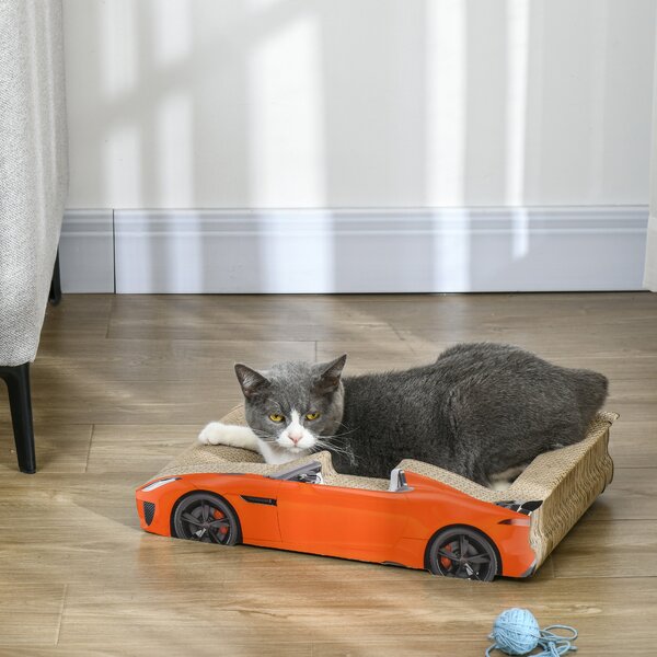 PawHut 2 in 1 Cat Scratching Board with Catnip, Car-shaped Aosom UK
