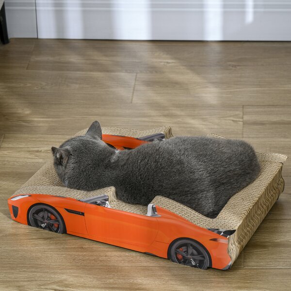 PawHut 2 in 1 Cat Scratching Board with Catnip, Car-shaped Aosom UK