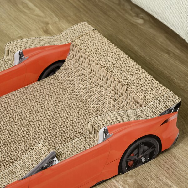 PawHut 2 in 1 Cat Scratching Board with Catnip, Car-shaped Aosom UK