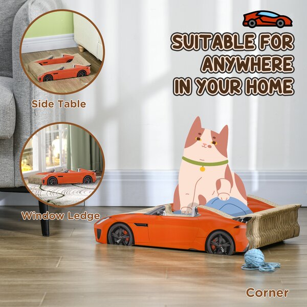 PawHut 2 in 1 Cat Scratching Board with Catnip, Car-shaped Aosom UK