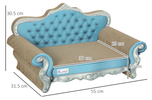 PawHut 2 in 1 Cat Scratcher with Catnip for Indoor Cats, 30.5 x 55 x 31.5cm, Light Blue