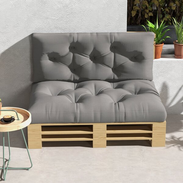 Outsunny 4-Piece Pallet Seat Cushions Back Pillows Replacement, Patio Chair Cushions Set for Indoor Outdoor, Light Grey Aosom UK