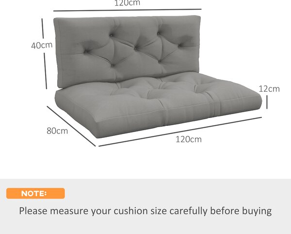 Outsunny 4-Piece Pallet Seat Cushions Back Pillows Replacement, Patio Chair Cushions Set for Indoor Outdoor, Light Grey Aosom UK