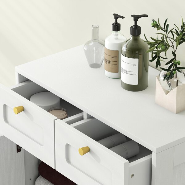 HOMCOM Bathroom Floor Cabinet with 2 Drawers - White