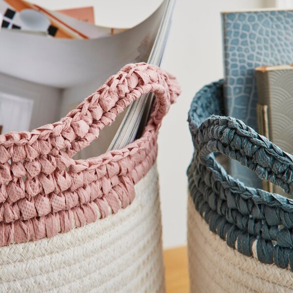 Set of 2 Crochet Effect Storage Baskets