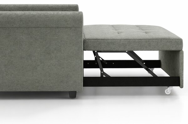 HOMCOM Two-Seater Velvet-Feel Sofa Bed - Grey