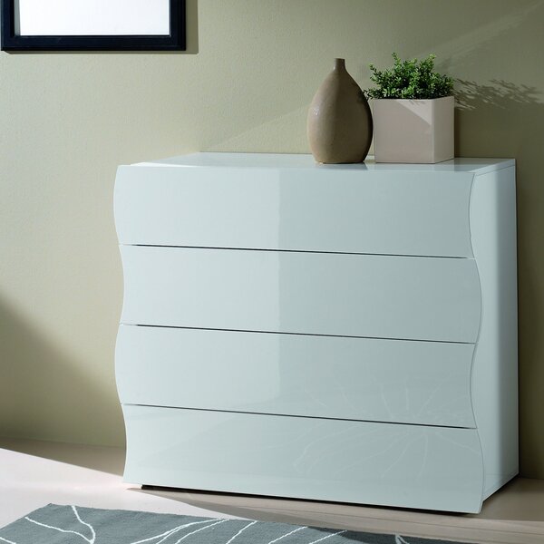 Ice High Gloss Chest Of 4 Drawers In White