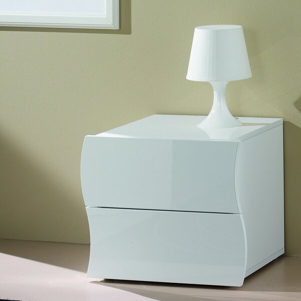 Ice High Gloss Bedside Cabinet With 2 Drawers In White