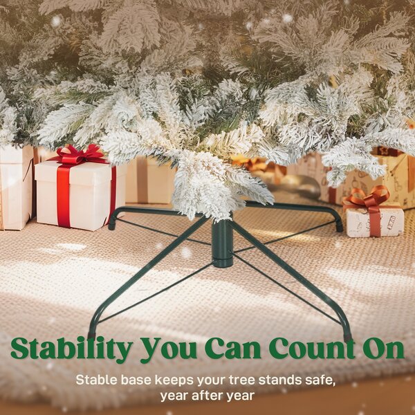 HOMCOM 5ft Flocked Christmas Tree with Hinged Realistic Tips, Wide Shape