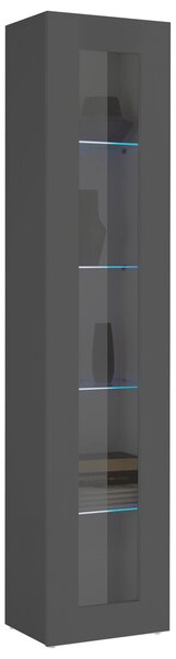 Mcrae Wooden LED Display Cabinet With 1 Glass Door In Matt Anthracite