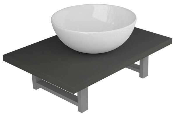 Two Piece Bathroom Furniture Set Ceramic Grey