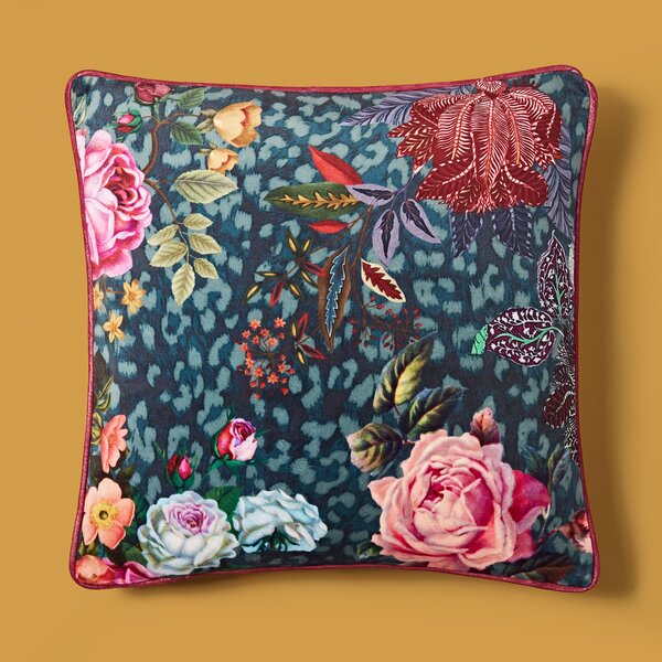 Leopard Floral Square Cushion Cover