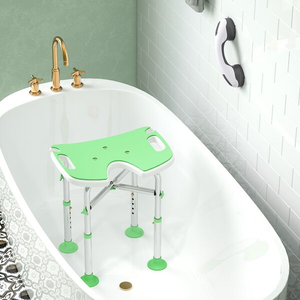 HOMCOM 39-51.5cm 'U' Seat Padded Shower Stool - Green