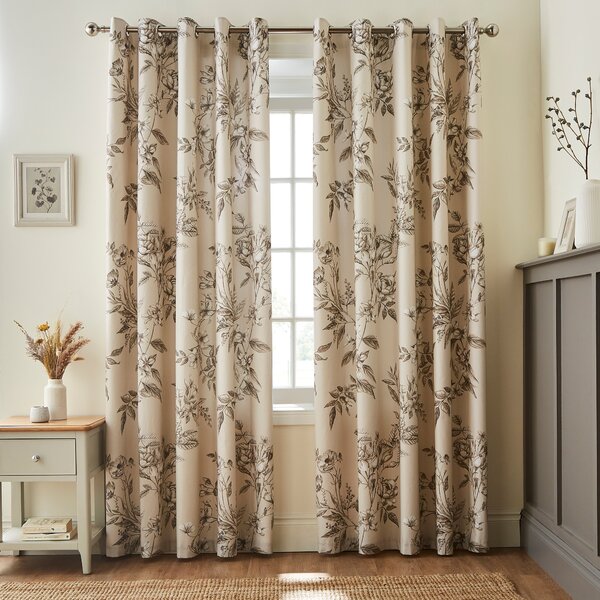 Bridget Etched Floral Blackout Eyelet Curtains