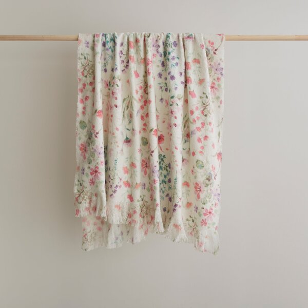 Watercoloured Floral Throw Blanket 130cm x 180cm