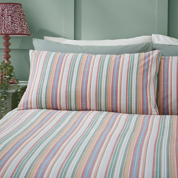 Rosie Stripe Double Multicoloured Duvet Cover and Pillowcase Set