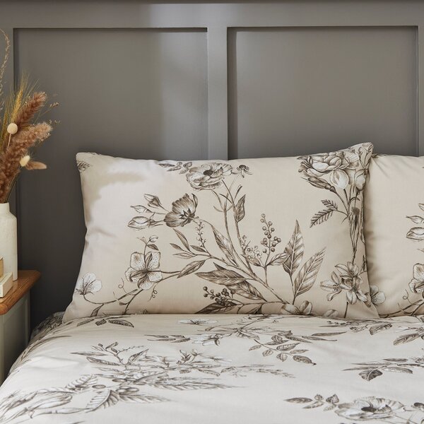 Bridget Etched Floral Natural Duvet Cover and Pillowcase Set