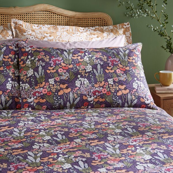 Harvest Floral Purple Duvet Cover and Pillowcase Set