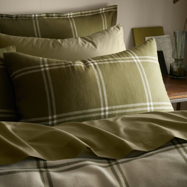 Stanway Check Natural Cotton Duvet Cover and Pillowcase Set