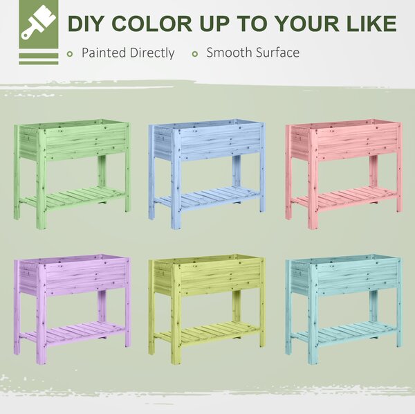 Outsunny Raised Planter Bed: Tall Wooden Garden Stand with Clapboard Sides, Natural Wood Finish, 100 x 40 x 84cm Aosom UK