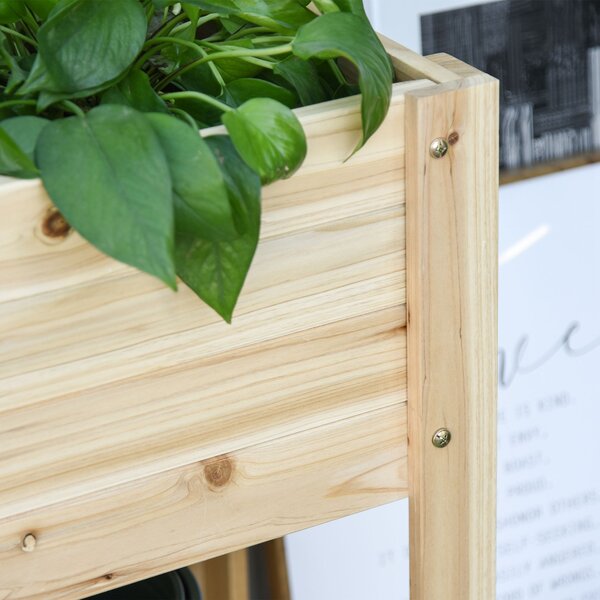 Outsunny Raised Planter Bed: Tall Wooden Garden Stand with Clapboard Sides, Natural Wood Finish, 100 x 40 x 84cm Aosom UK